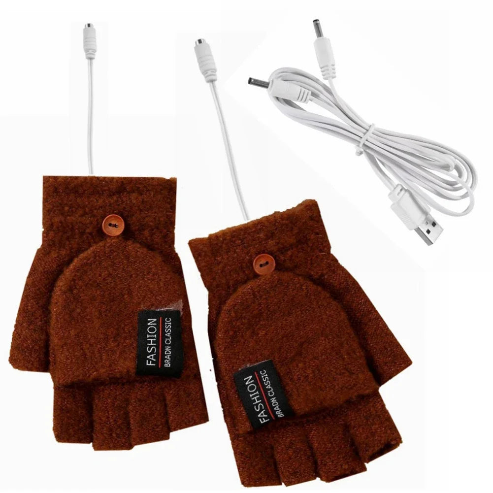 Electric Heating Gloves Hand Warmer Gloves Heater Rechargeable USB Reusable Laptop Suitable for Sports Skiing Winter Warm Gloves