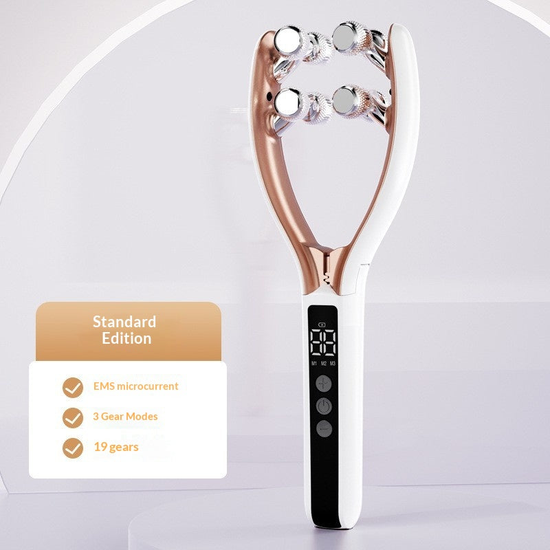 Home V-Roller EMS Microcurrent Electric Smart Red and Blue Dual-Wave Roller Massager Face Slimming Instrument Ems Micro Current Lifting Tightening