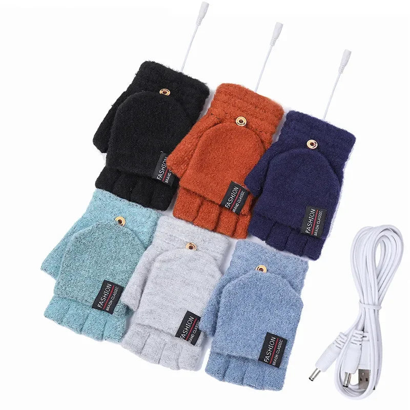 Electric Heating Gloves Hand Warmer Gloves Heater Rechargeable USB Reusable Laptop Suitable for Sports Skiing Winter Warm Gloves