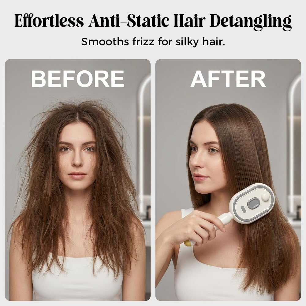 Electric Steam Brush for Hair, 2026 New Electric Spray Air Cushion Massage Comb, Rechargeable Water Spray Hair Brush, Detangling & Anti-Static Hair Brush, Reduce Frizz, Smooth & Nourish (Pink)