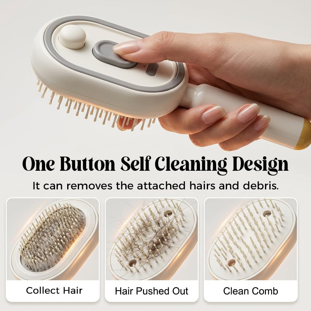 Electric Steam Brush for Hair, 2026 New Electric Spray Air Cushion Massage Comb, Rechargeable Water Spray Hair Brush, Detangling & Anti-Static Hair Brush, Reduce Frizz, Smooth & Nourish (Pink)