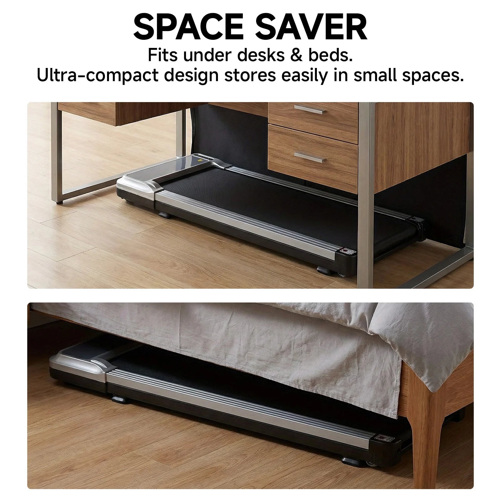 Walking Pad Treadmill Portable under Desk Quiet Adjustable Speed for Home Office,Black