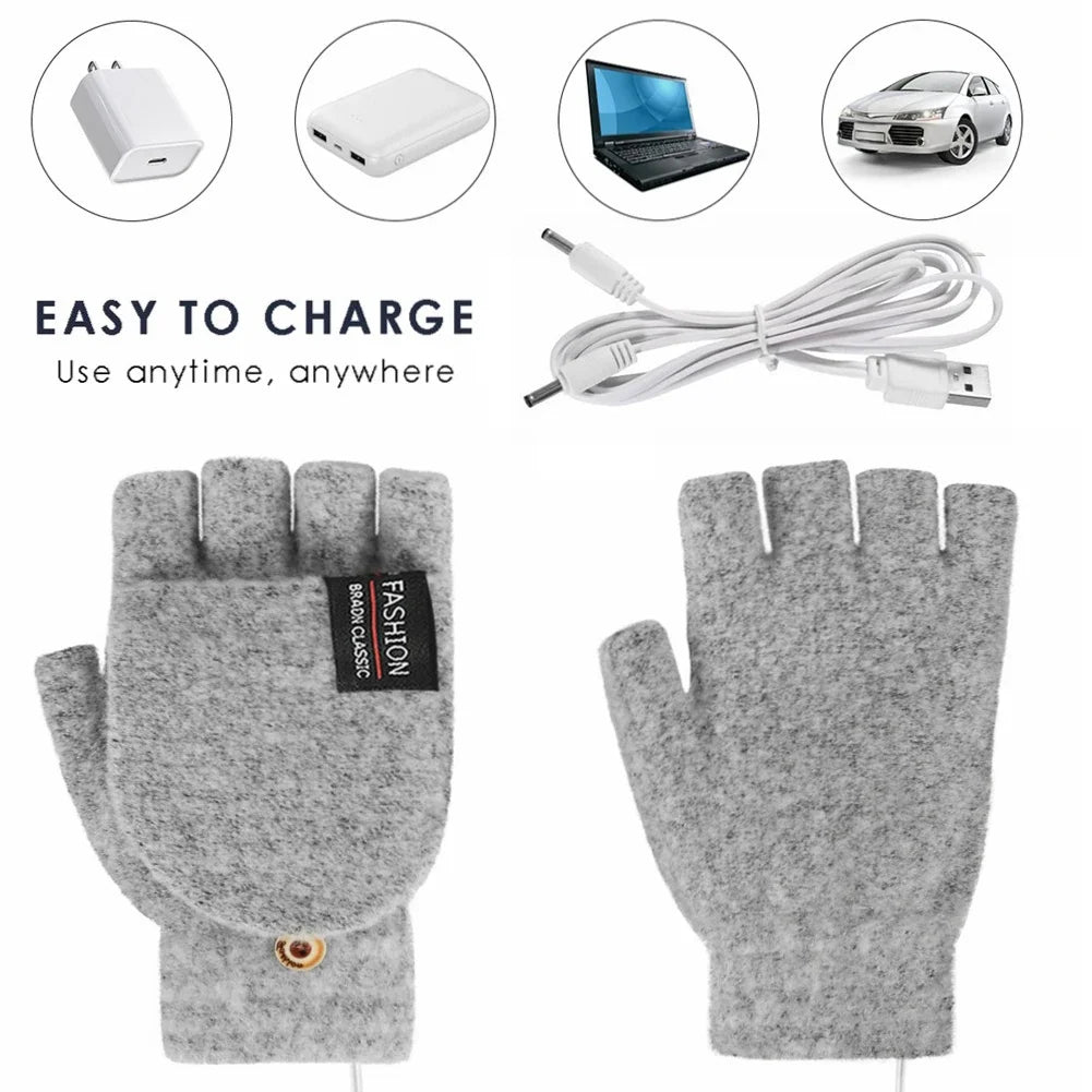 Electric Heating Gloves Hand Warmer Gloves Heater Rechargeable USB Reusable Laptop Suitable for Sports Skiing Winter Warm Gloves