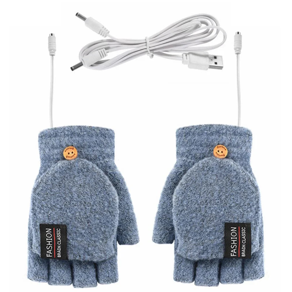 Electric Heating Gloves Hand Warmer Gloves Heater Rechargeable USB Reusable Laptop Suitable for Sports Skiing Winter Warm Gloves