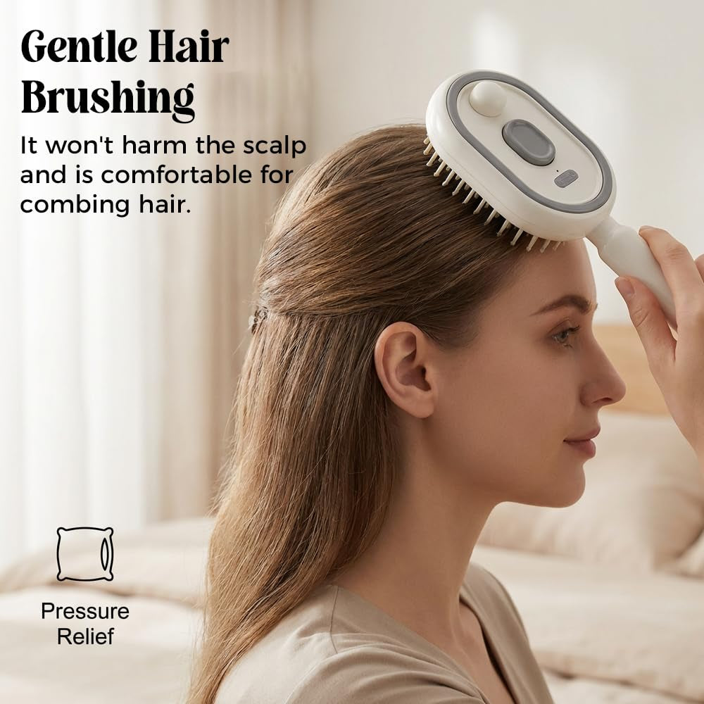 Electric Steam Brush for Hair, 2026 New Electric Spray Air Cushion Massage Comb, Rechargeable Water Spray Hair Brush, Detangling & Anti-Static Hair Brush, Reduce Frizz, Smooth & Nourish (Pink)