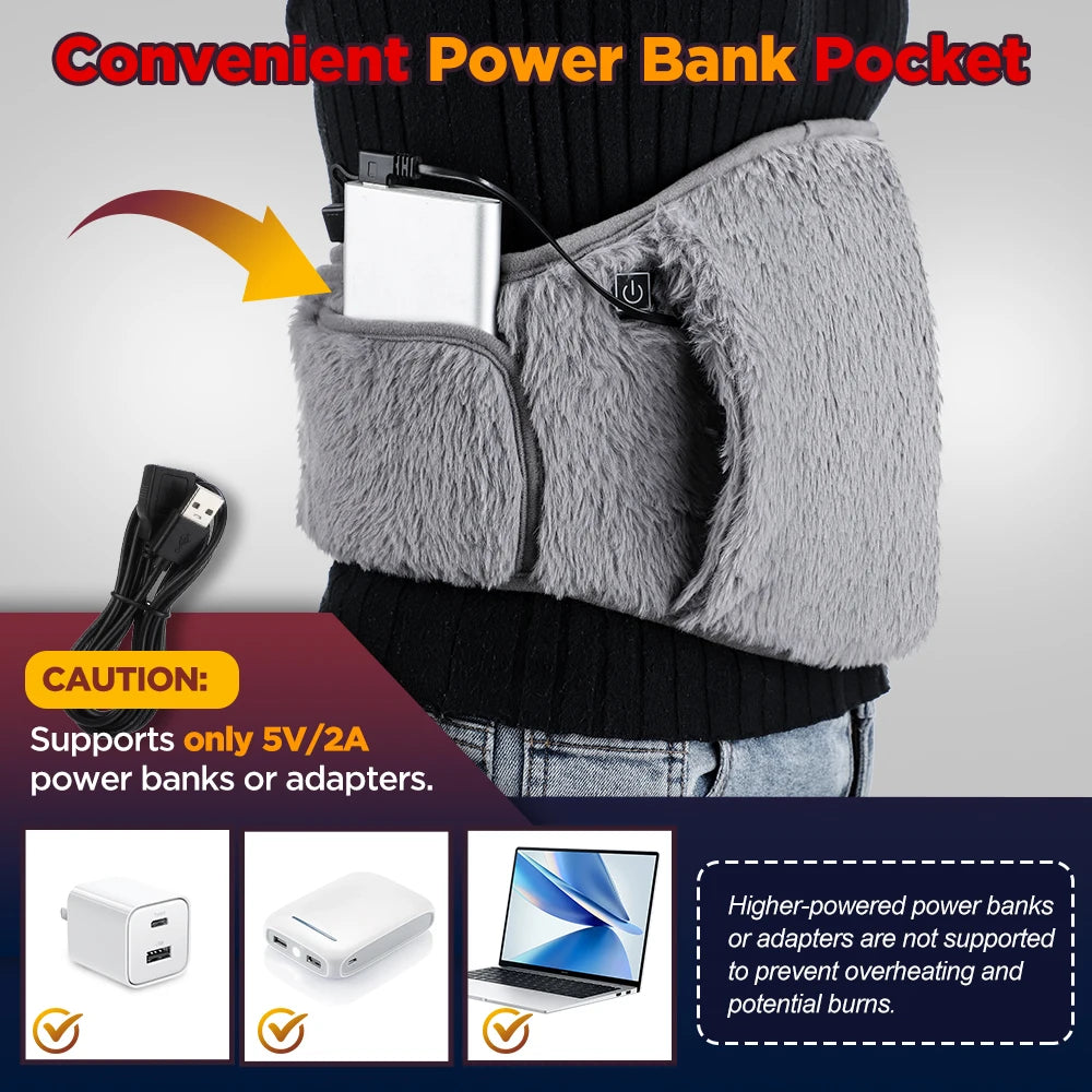 Uterus Warming Belt Electric 65℃ Heated Waist Warmer 3 Levels Cold Protection Artifact Graphene Heating Rechargeable Hand Warmer