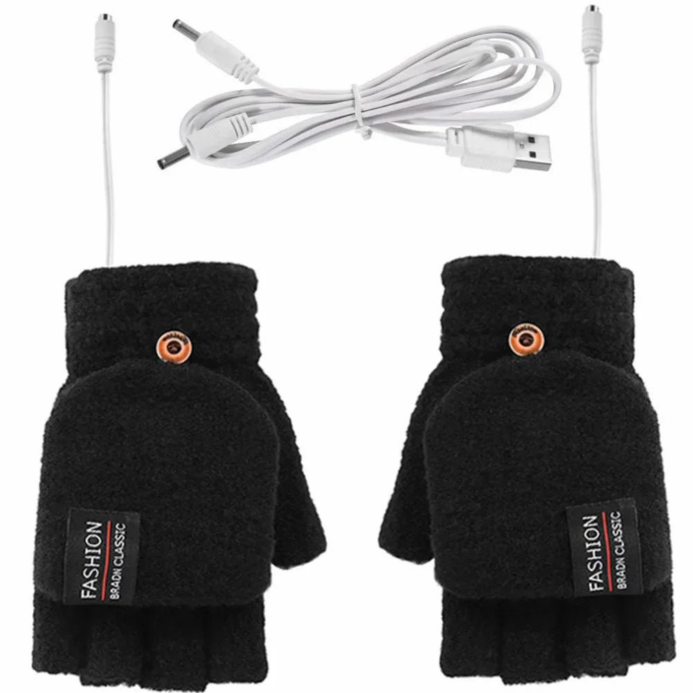 Electric Heating Gloves Hand Warmer Gloves Heater Rechargeable USB Reusable Laptop Suitable for Sports Skiing Winter Warm Gloves