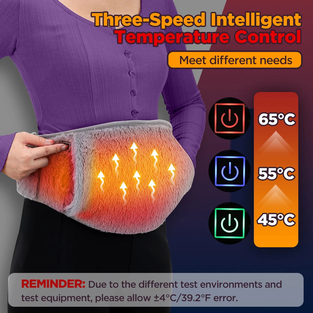 Uterus Warming Belt Electric 65℃ Heated Waist Warmer 3 Levels Cold Protection Artifact Graphene Heating Rechargeable Hand Warmer