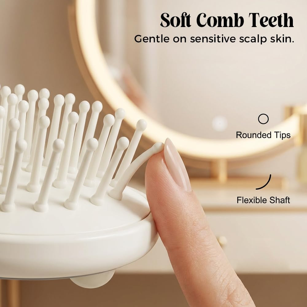 Electric Steam Brush for Hair, 2026 New Electric Spray Air Cushion Massage Comb, Rechargeable Water Spray Hair Brush, Detangling & Anti-Static Hair Brush, Reduce Frizz, Smooth & Nourish (Pink)
